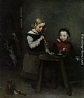 Children Blowing Bubbles by Theodule Augustine Ribot